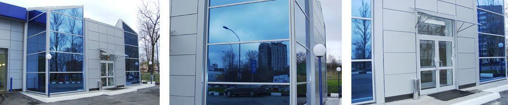 Остекление фасадов магазинов большими стеклопакетами Подольск